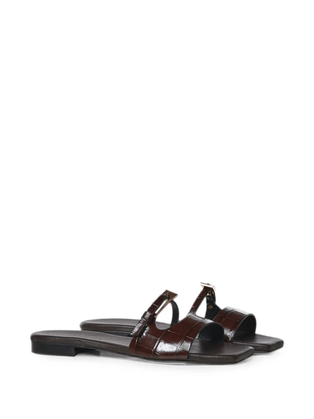 Giuliano Galiano Cocco croc-effect buckle-fastening sandals Bruin