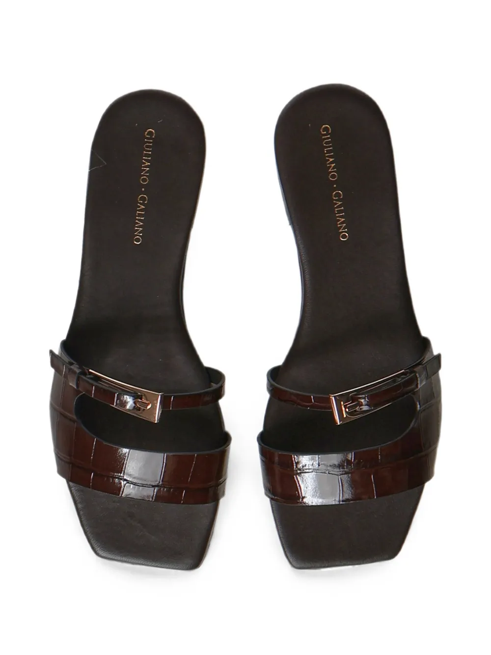 Giuliano Galiano Cocco croc-effect buckle-fastening sandals Bruin