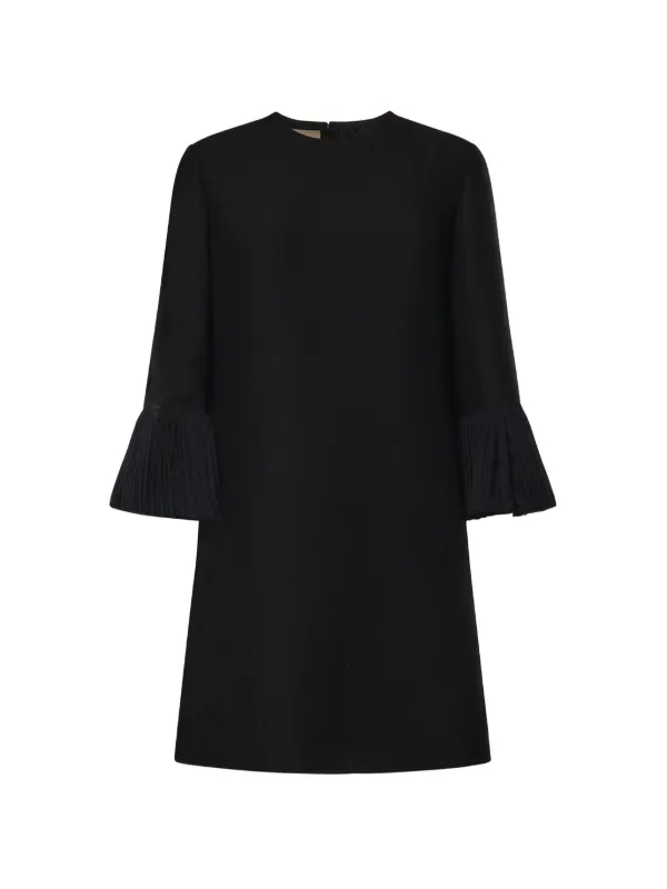 valentino black mini dress Valentino Garavani Pleated Cuff Shift Mini Dress