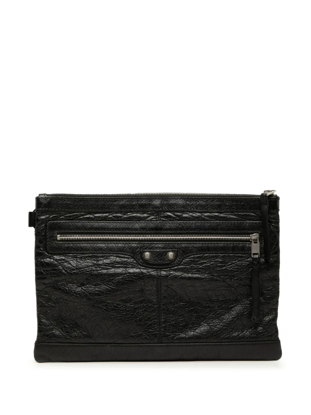 Balenciaga Pre-Owned 2016 Lambskin Motocross Classic Clip M clutch bag - Nero