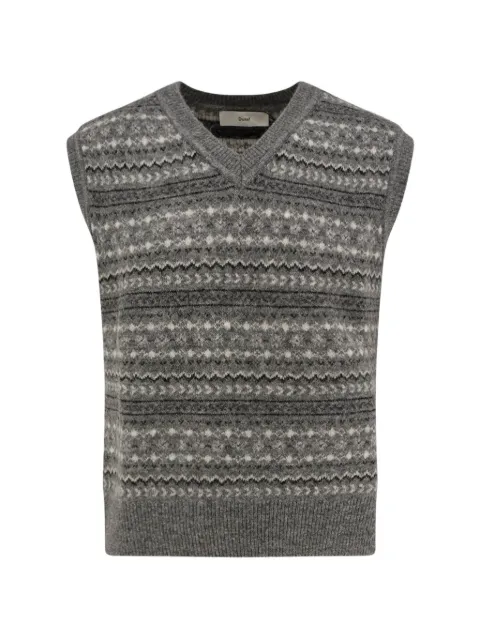 DUNST fair isle-knit V-neck sweater