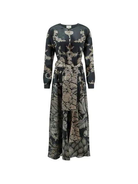 Pierre-Louis Mascia robe longue ceinturée à motif baroque