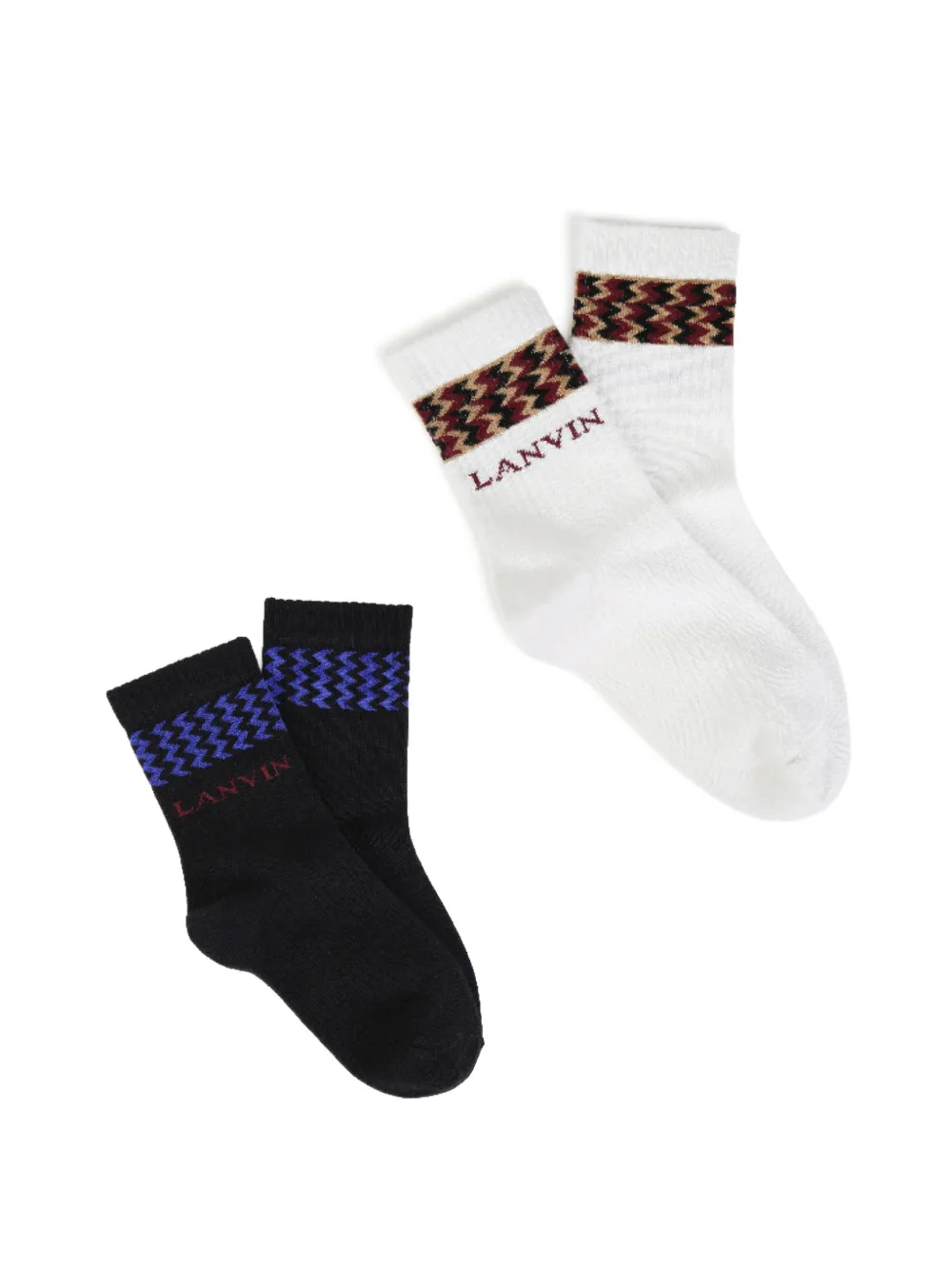 Lanvin Enfant Calzini con logo e motivo chevron (2 pezzi) - Bianco