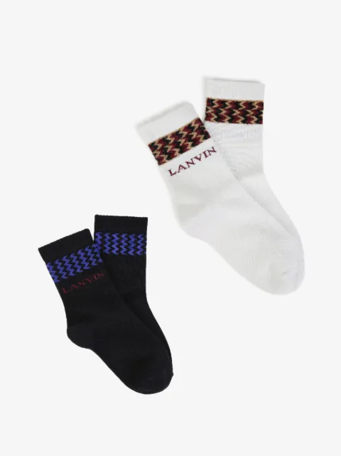 Lanvin Enfant set de dos pares de calcetines con motivo chevron