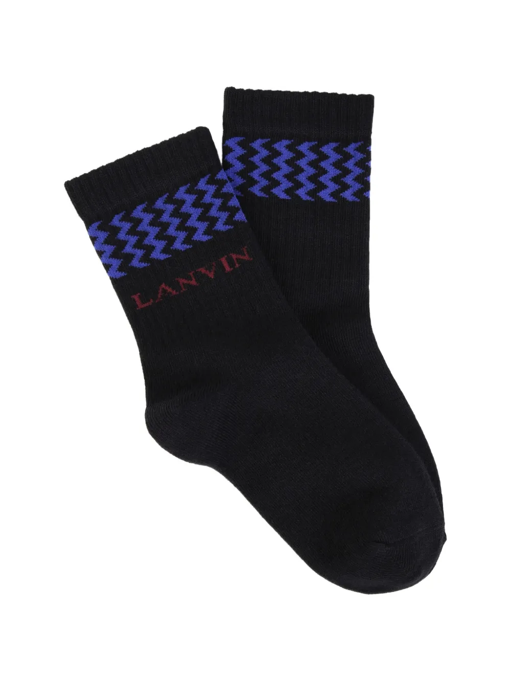 Lanvin Enfant Twee paar sokken met chevron-streep en logo-print Wit