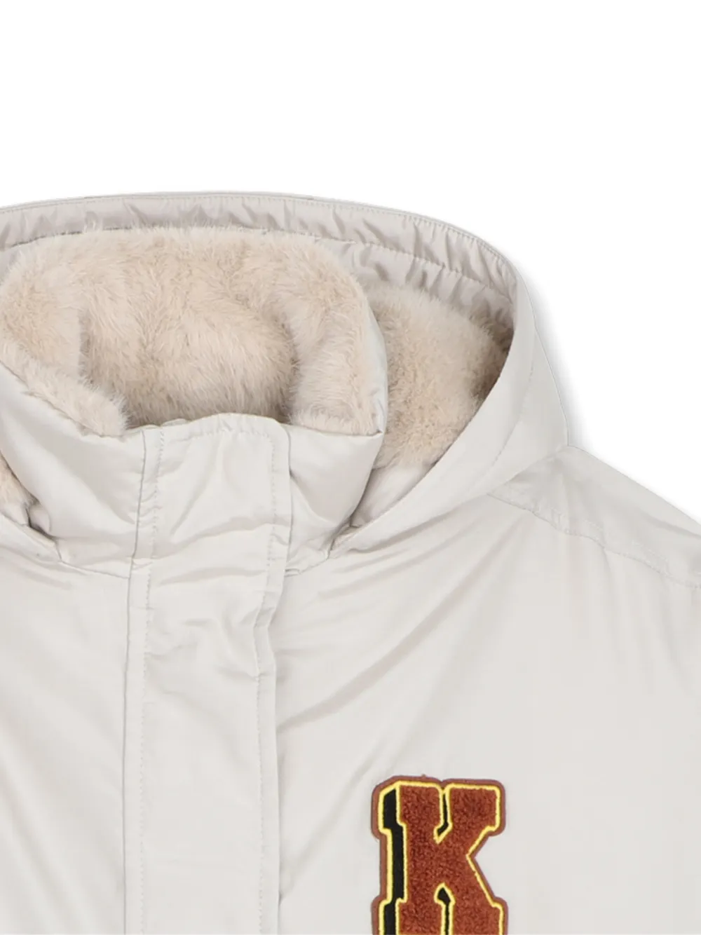 Kenzo Kids Parka met logo en capuchon Beige