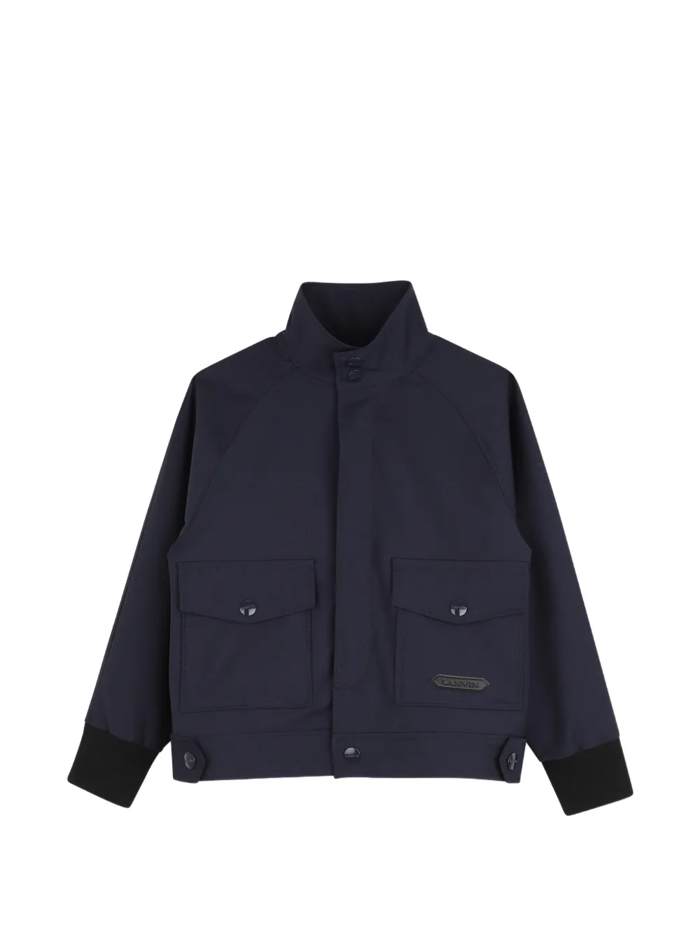 Lanvin Enfant logo-patch funnel-neck jacket - Blu
