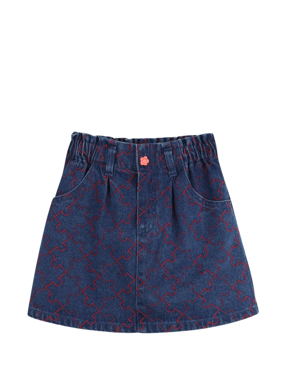 Kenzo Kids puzzle-print denim mini skirt - Blu