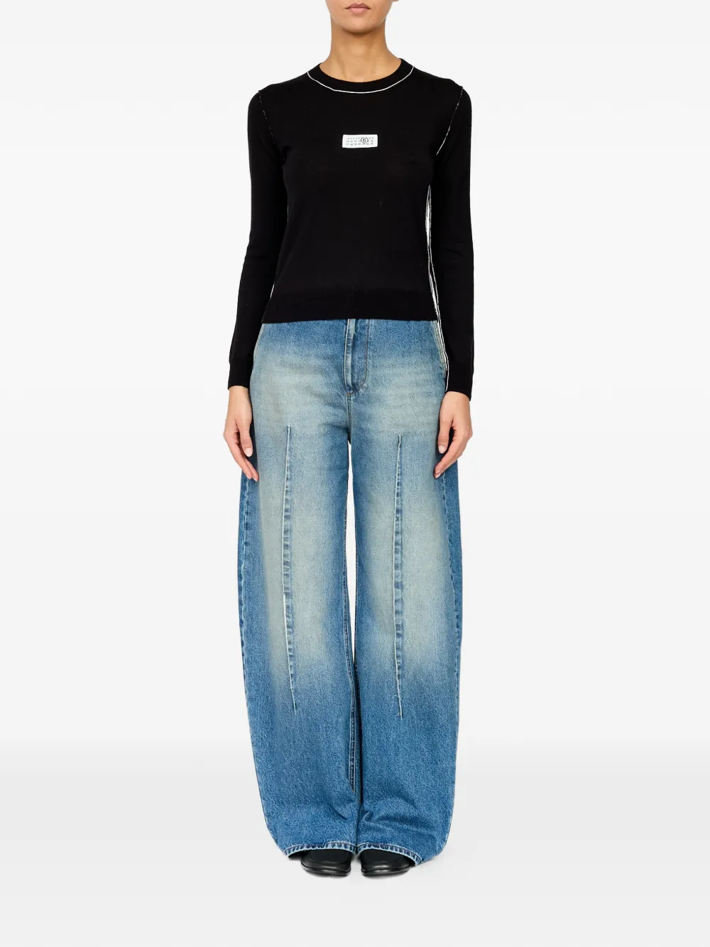 MM6 Maison Margiela Trui met contrasterende afwerking van wolmix Zwart