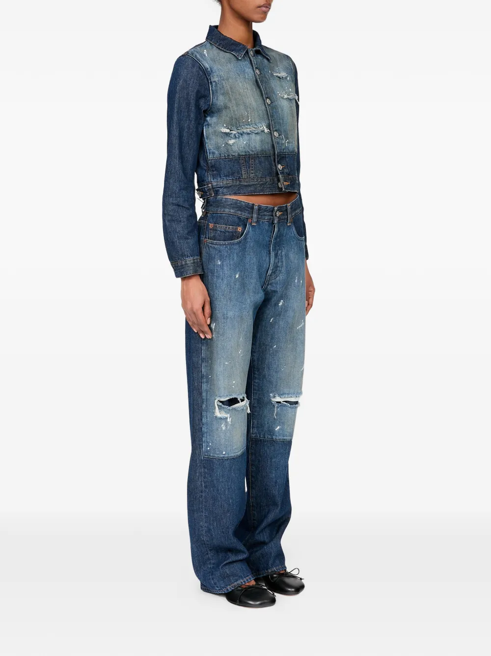 MM6 Maison Margiela Cropped denim jack Blauw