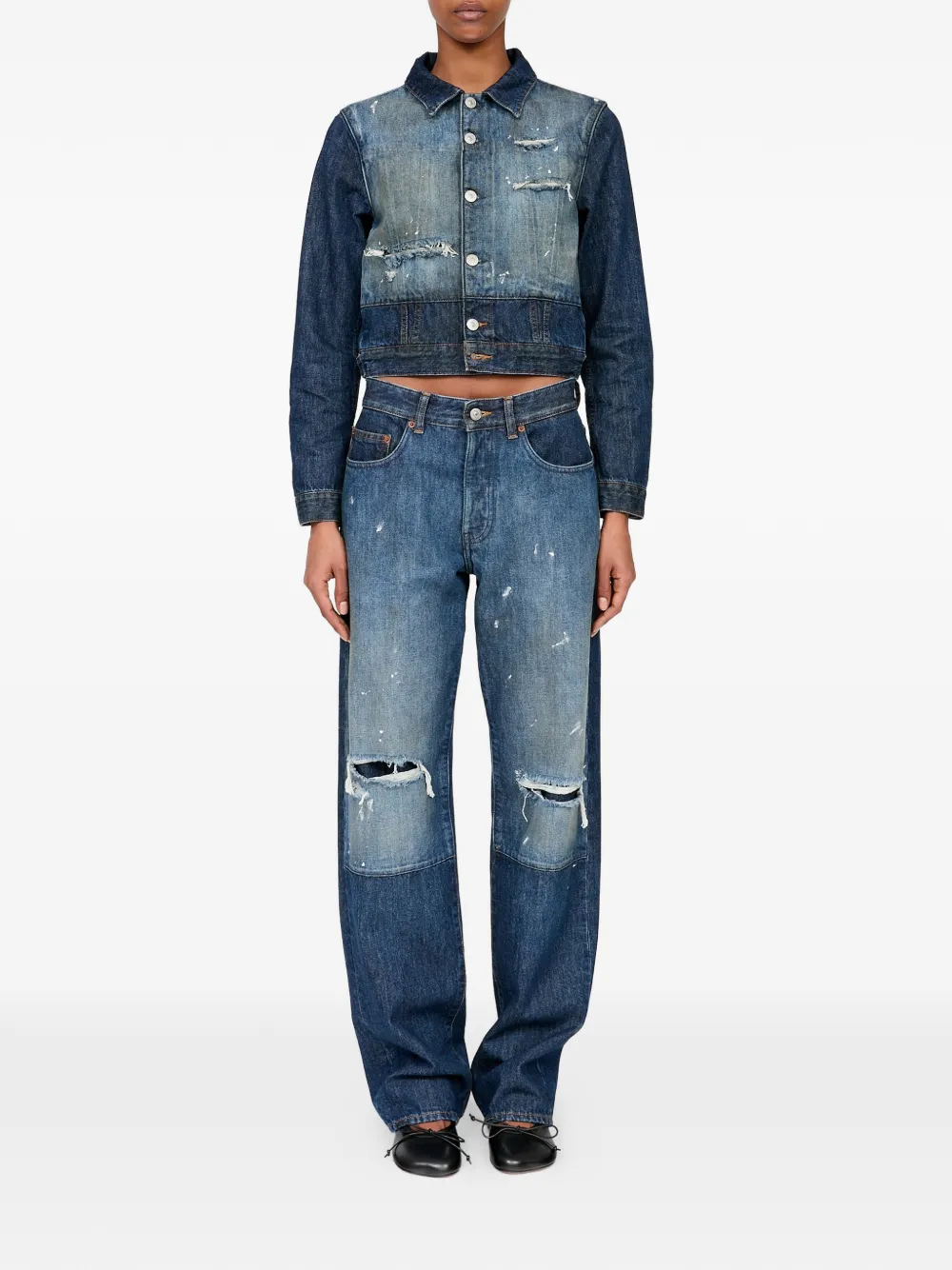 MM6 Maison Margiela Cropped denim jack Blauw