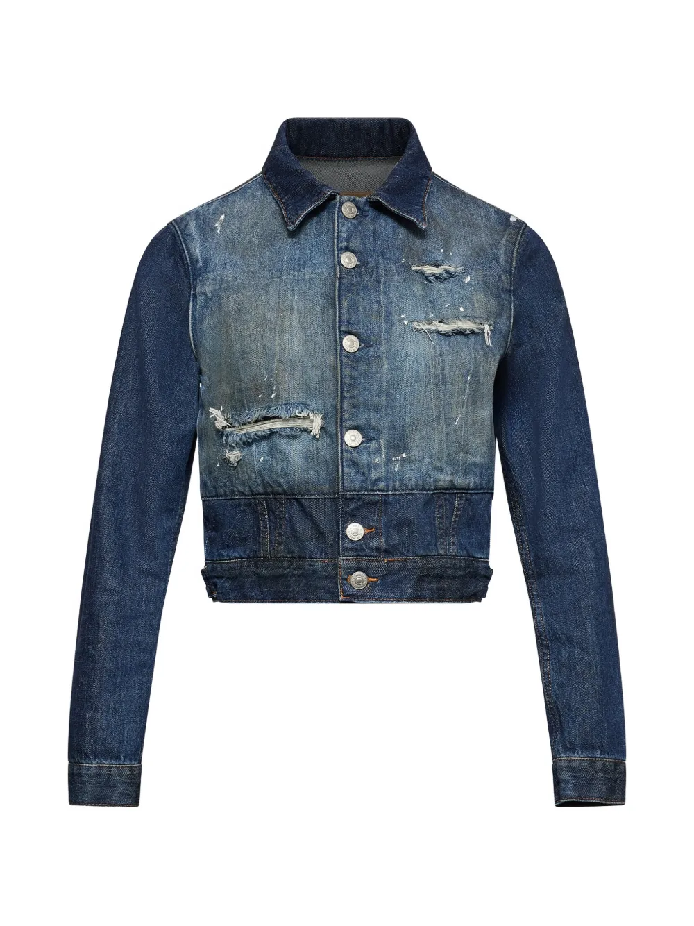 MM6 Maison Margiela cropped denim jacket - Blu
