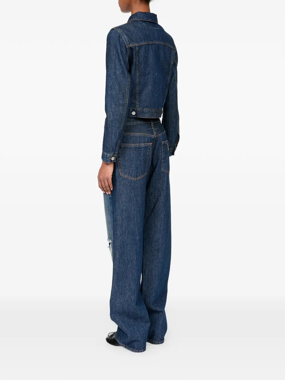 MM6 Maison Margiela Cropped denim jack Blauw