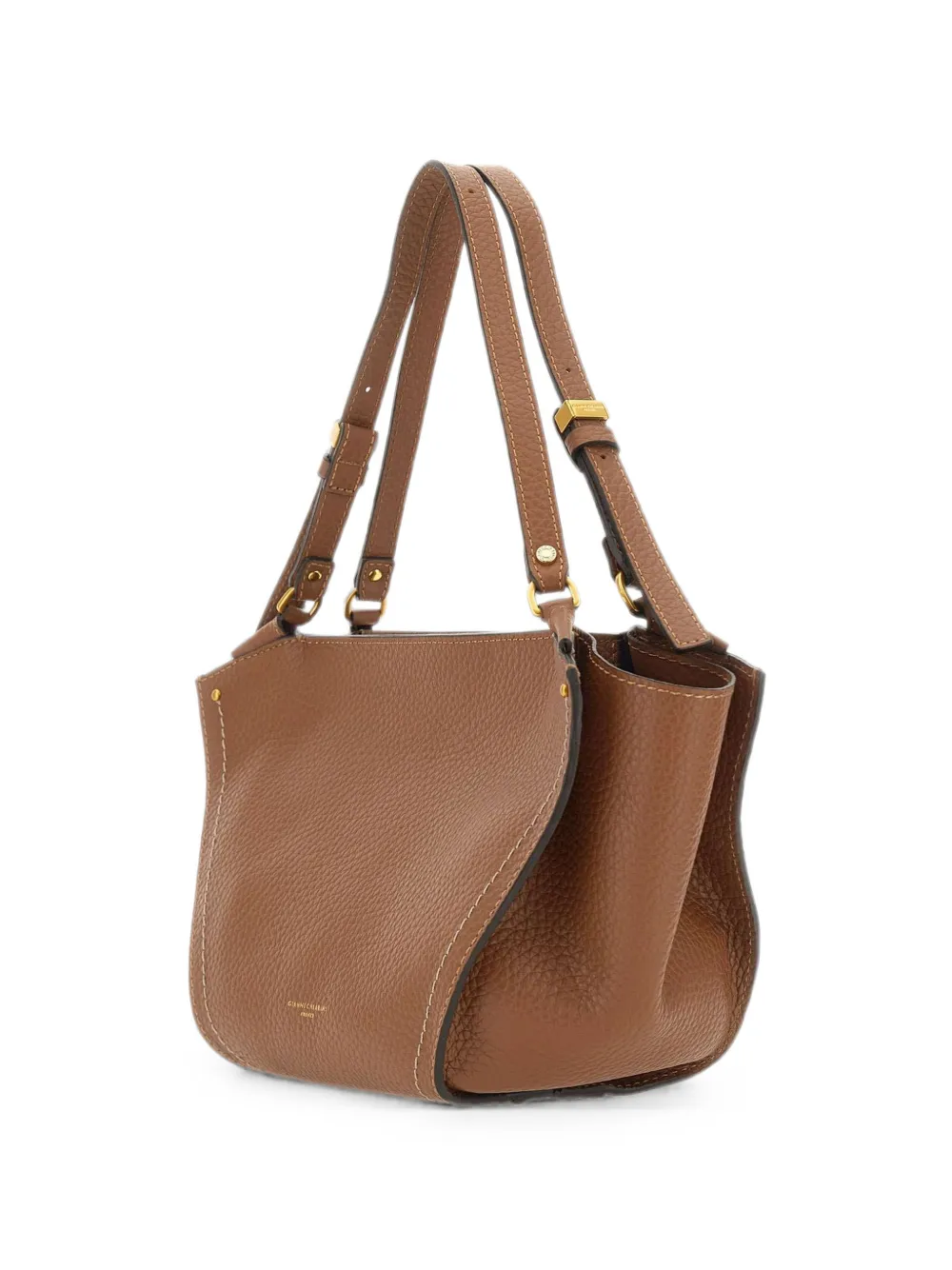 GIANNI CHIARINI medium Bloom grain-leather shoulder bag - Marrone