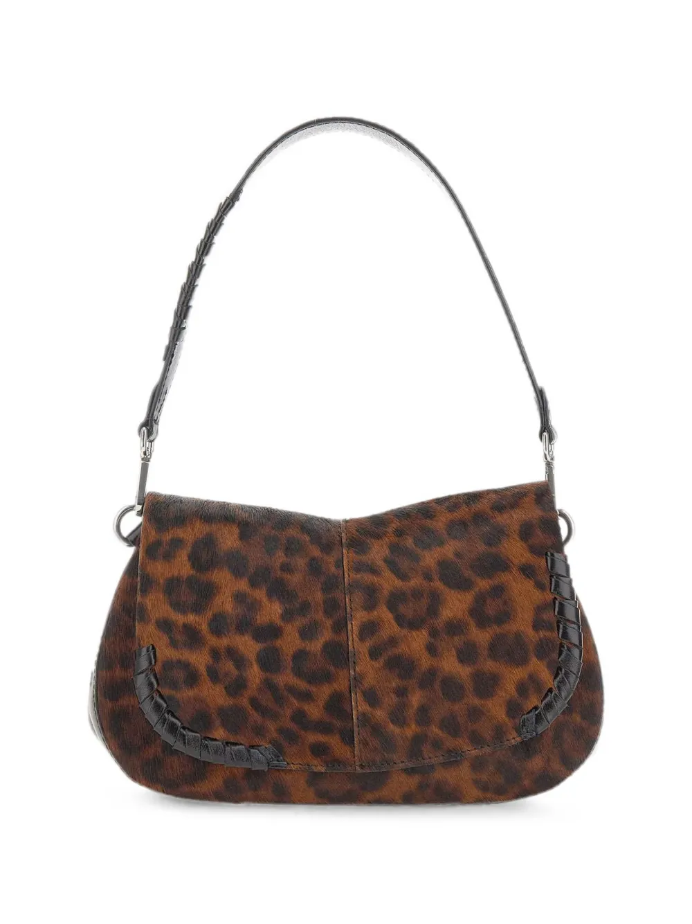 GIANNI CHIARINI Helena Round leopard-print shoulder bag - Nero