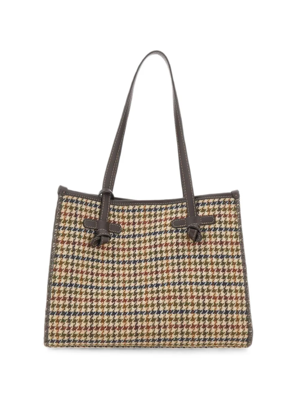 Marcella Club Medium Marcella Houndstooth Tote Bag In Black
