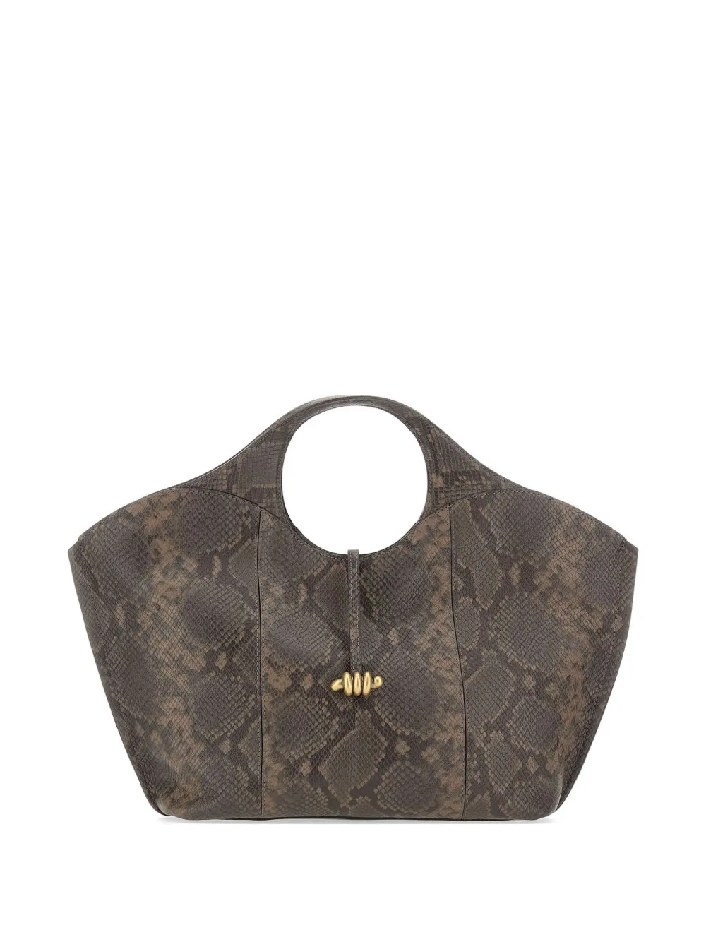 GIANNI CHIARINI Infinity python-effect leather tote bag - Marrone