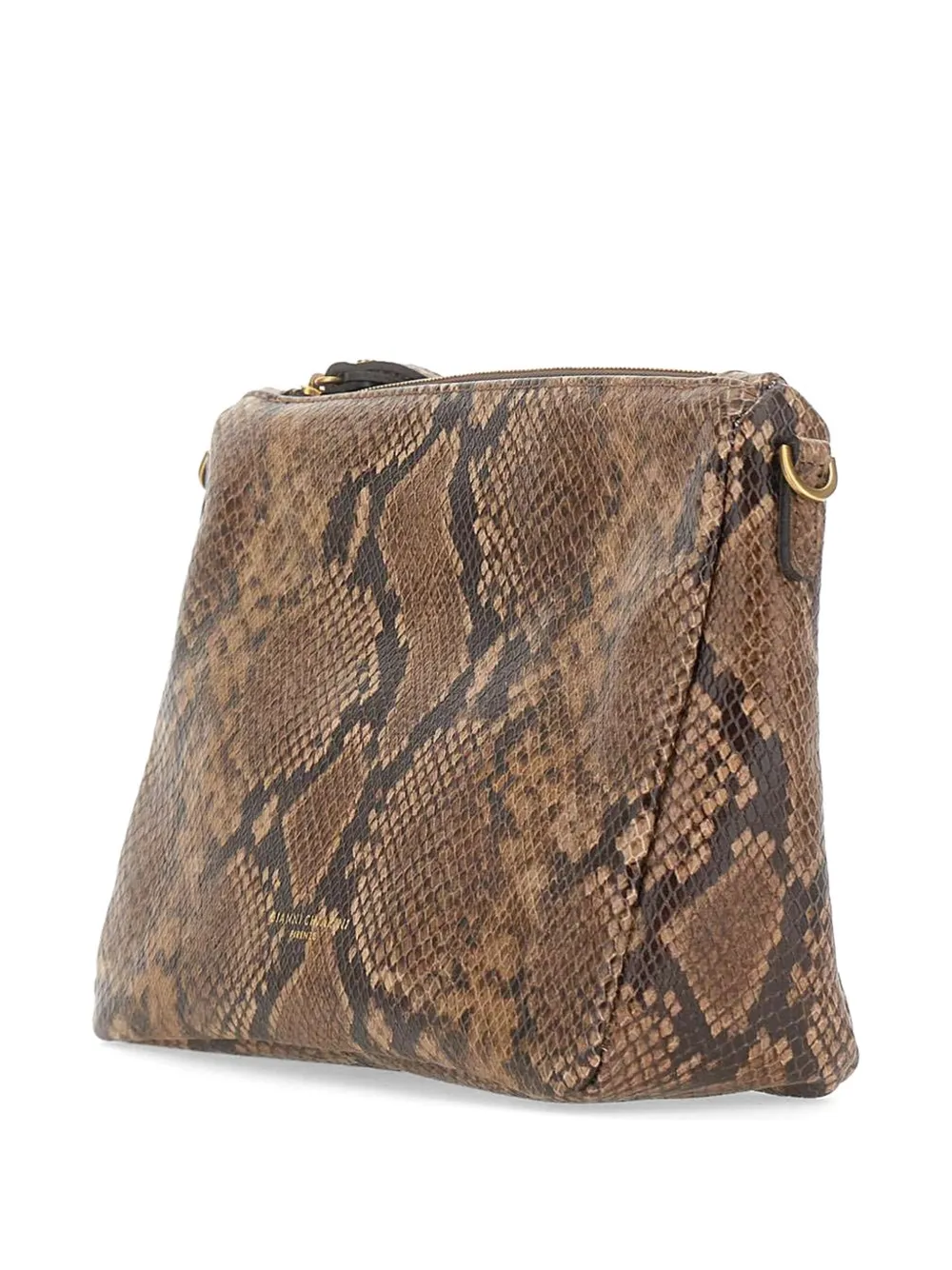 GIANNI CHIARINI Nora leren clutch met slangen-print Bruin