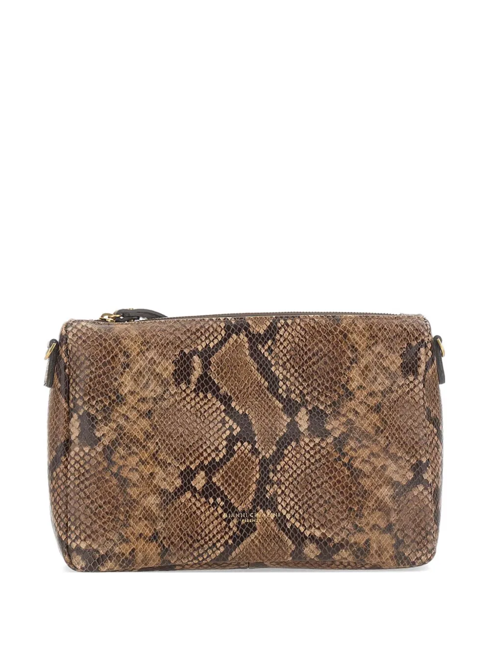 GIANNI CHIARINI Nora snake-print leather clutch bag - Marrone