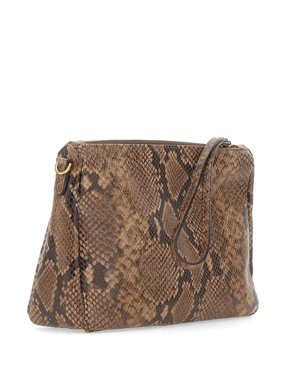 GIANNI CHIARINI Nora leren clutch met slangen-print Bruin