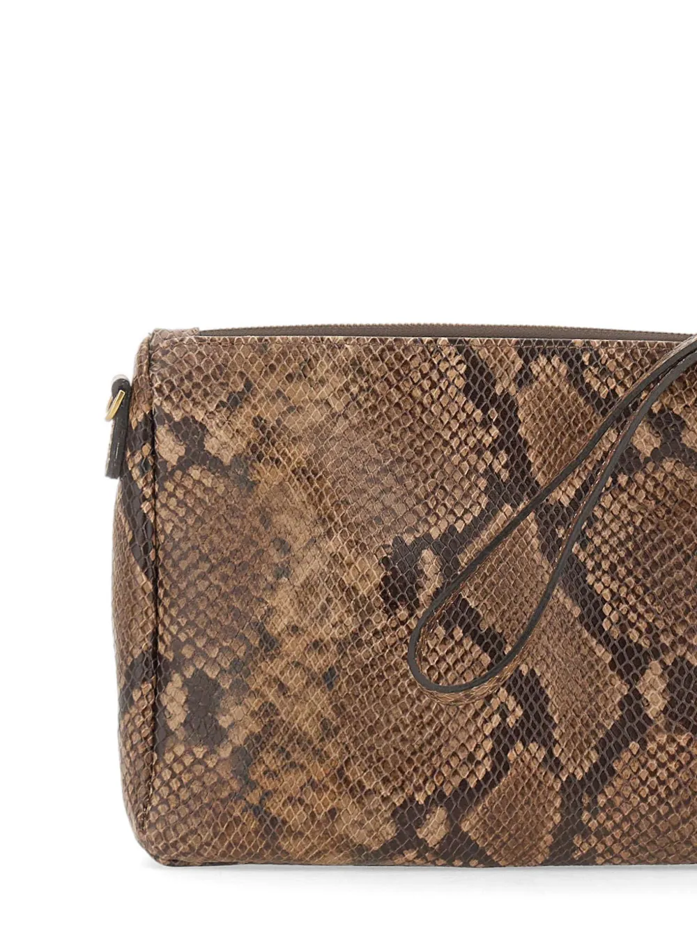 GIANNI CHIARINI Nora leren clutch met slangen-print Bruin