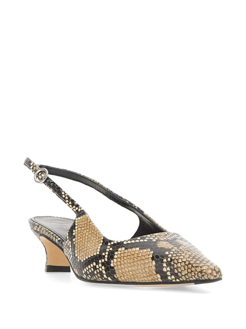 Aeyde Catrina snake-print leather slingback pumps Beige