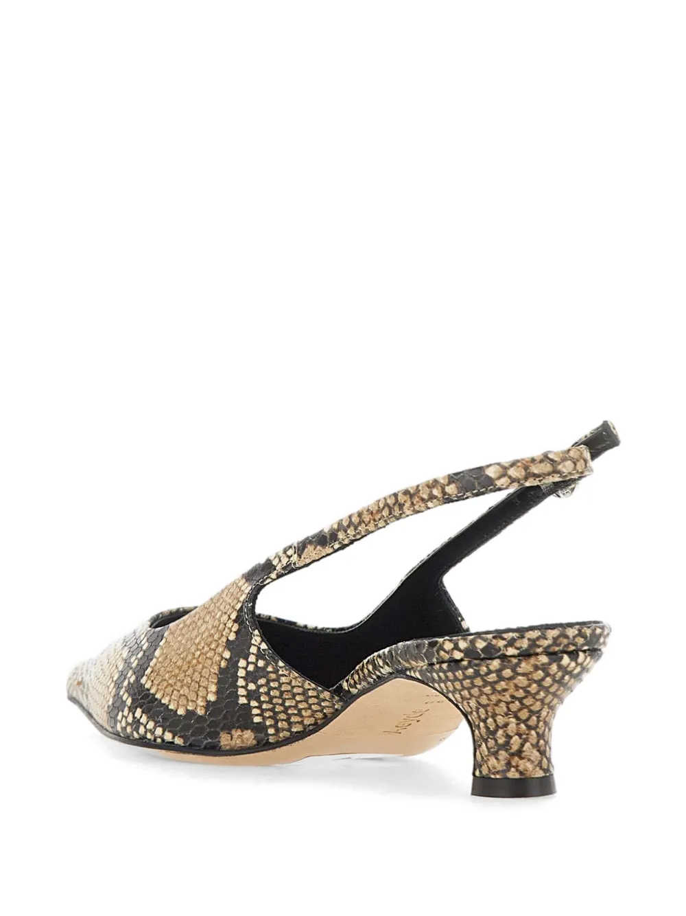 Aeyde Catrina snake-print leather slingback pumps Beige