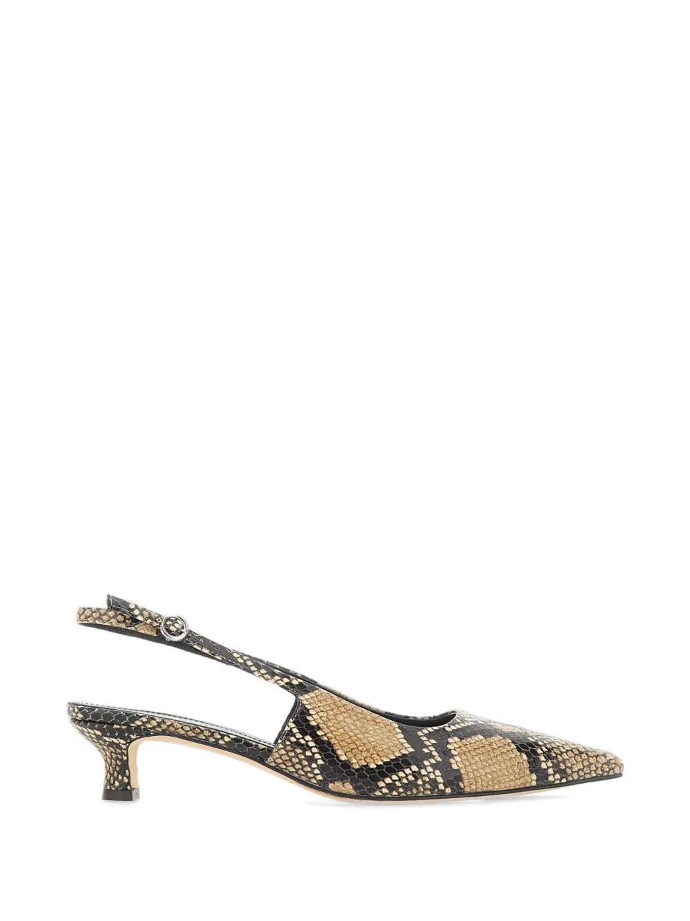 Aeyde Catrina snake-print leather slingback pumps Beige