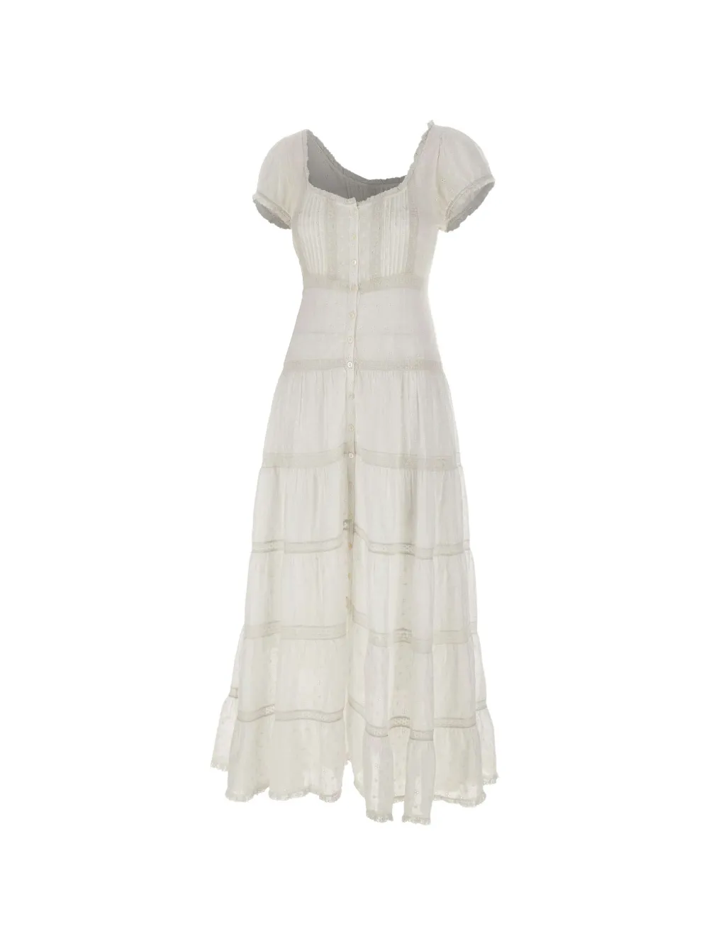 Rixo 브로드리 앙글레즈 레이스 트리밍 드레스 | 화이트 | Image 1