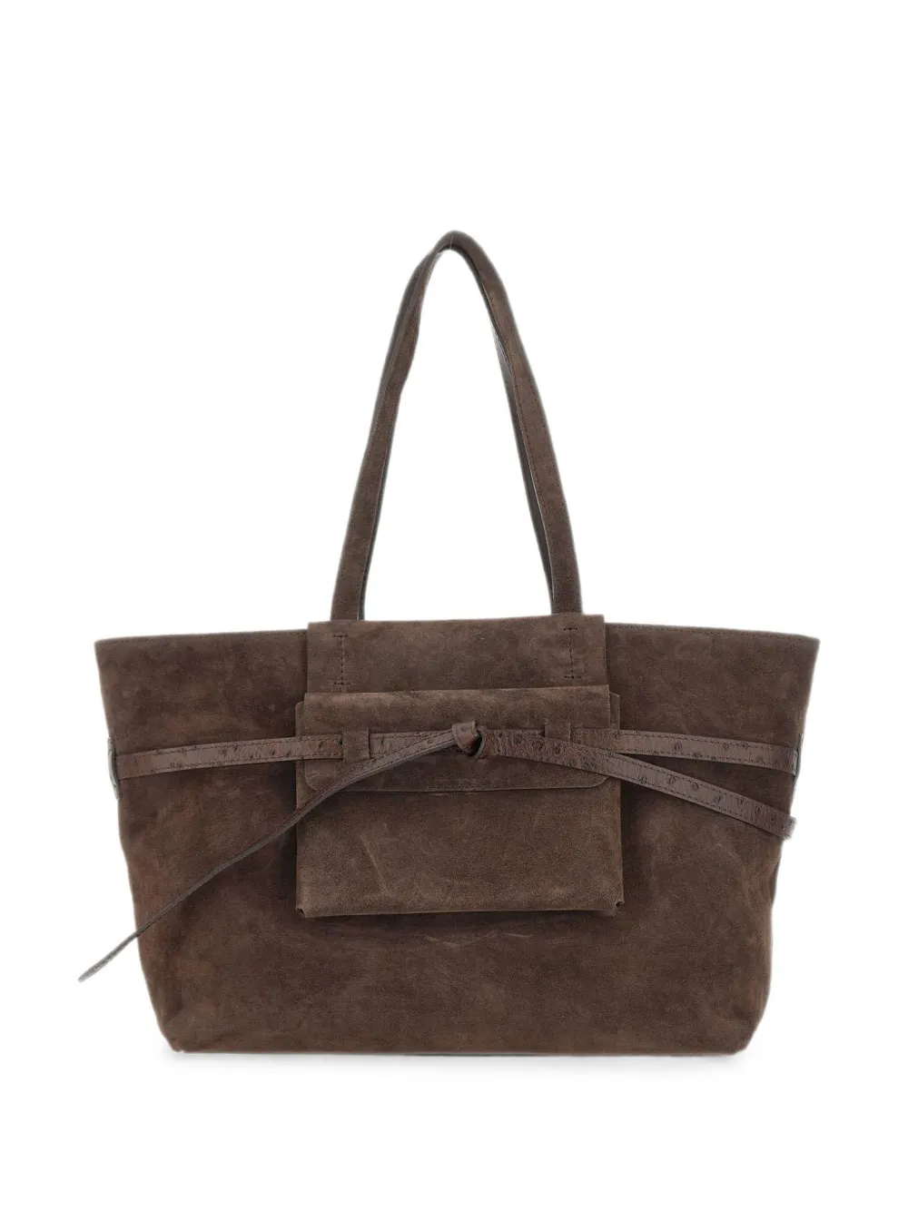 GIANNI CHIARINI Belty ostrich-effect suede shoulder bag - Marrone