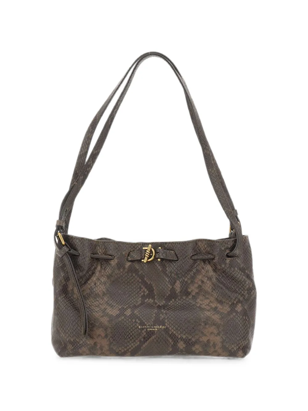 GIANNI CHIARINI Mimi snakeskin-effect shoulder bag - Marrone