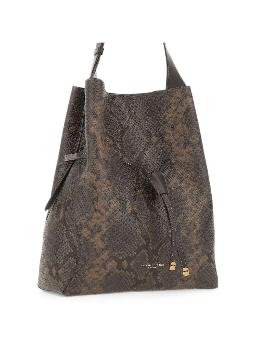 Gianni Chiarini Sienna Python-print Leather Shoulder Bag In Brown