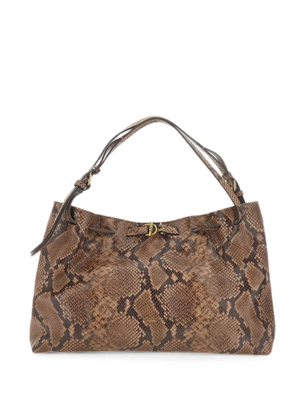 GIANNI CHIARINI Mimi python-effect leather shoulder bag - Marrone