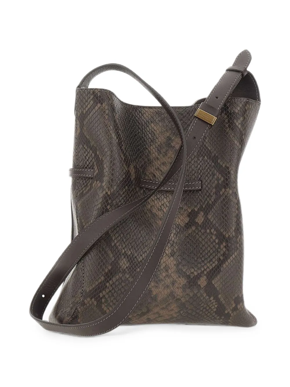 GIANNI CHIARINI Sienna leren schoudertas met pythonprint Bruin