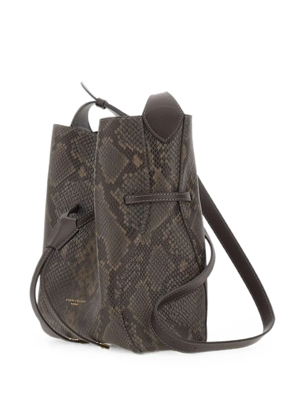 GIANNI CHIARINI Sienna leren schoudertas met pythonprint Bruin