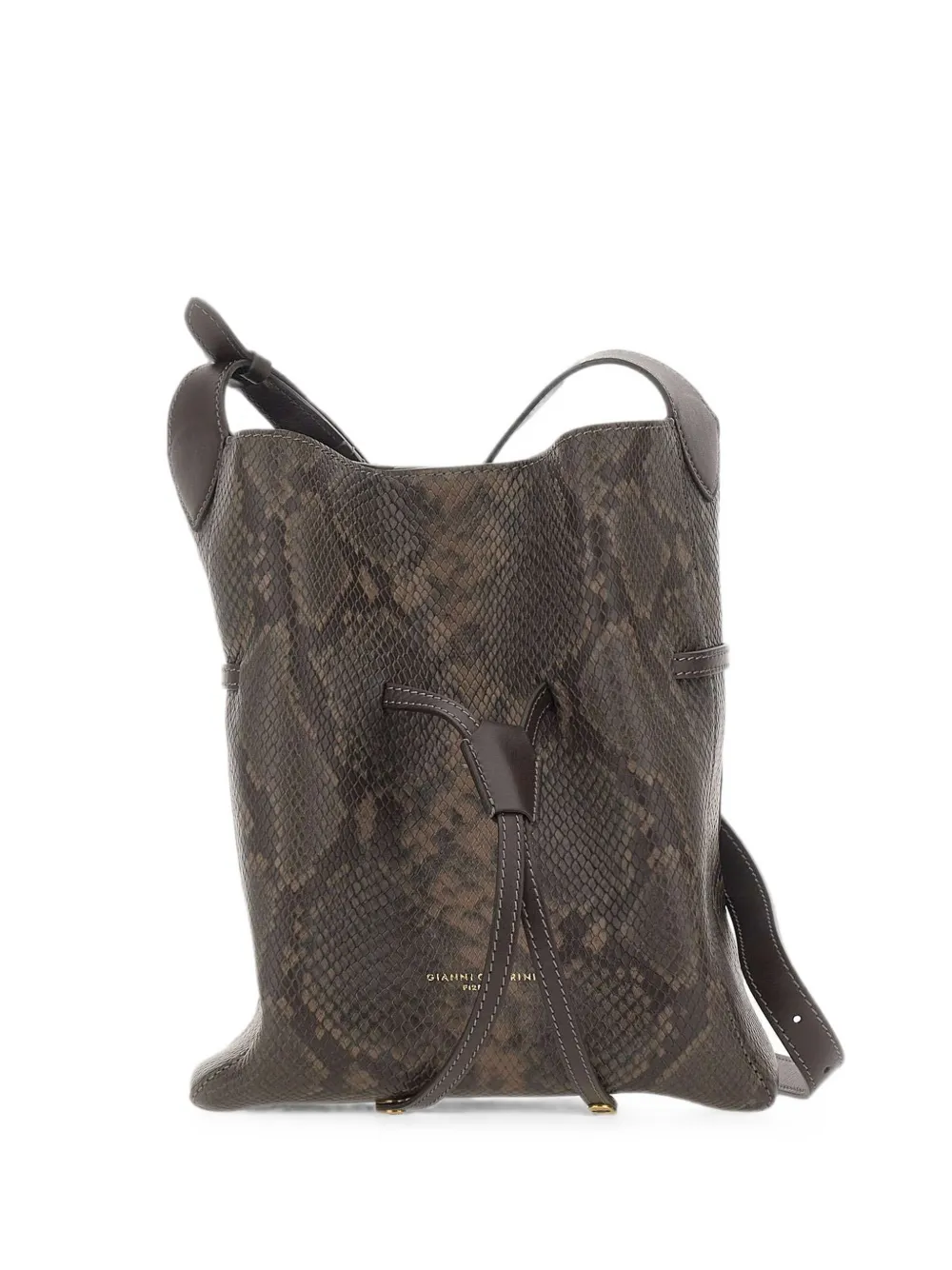 GIANNI CHIARINI Sienna python-print leather shoulder bag - Marrone