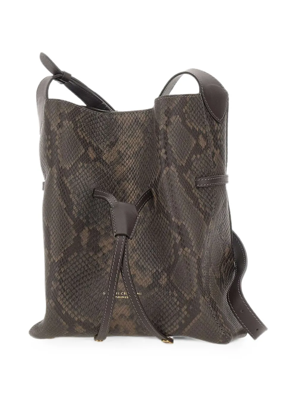 GIANNI CHIARINI Sienna leren schoudertas met pythonprint Bruin