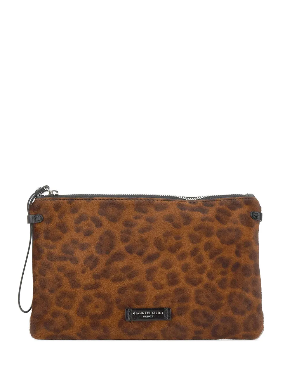 GIANNI CHIARINI Hermy animalier-print clutch bag - Marrone