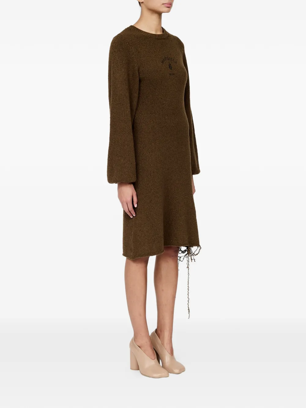 MM6 Maison Margiela Gebreide midi-jurk Bruin