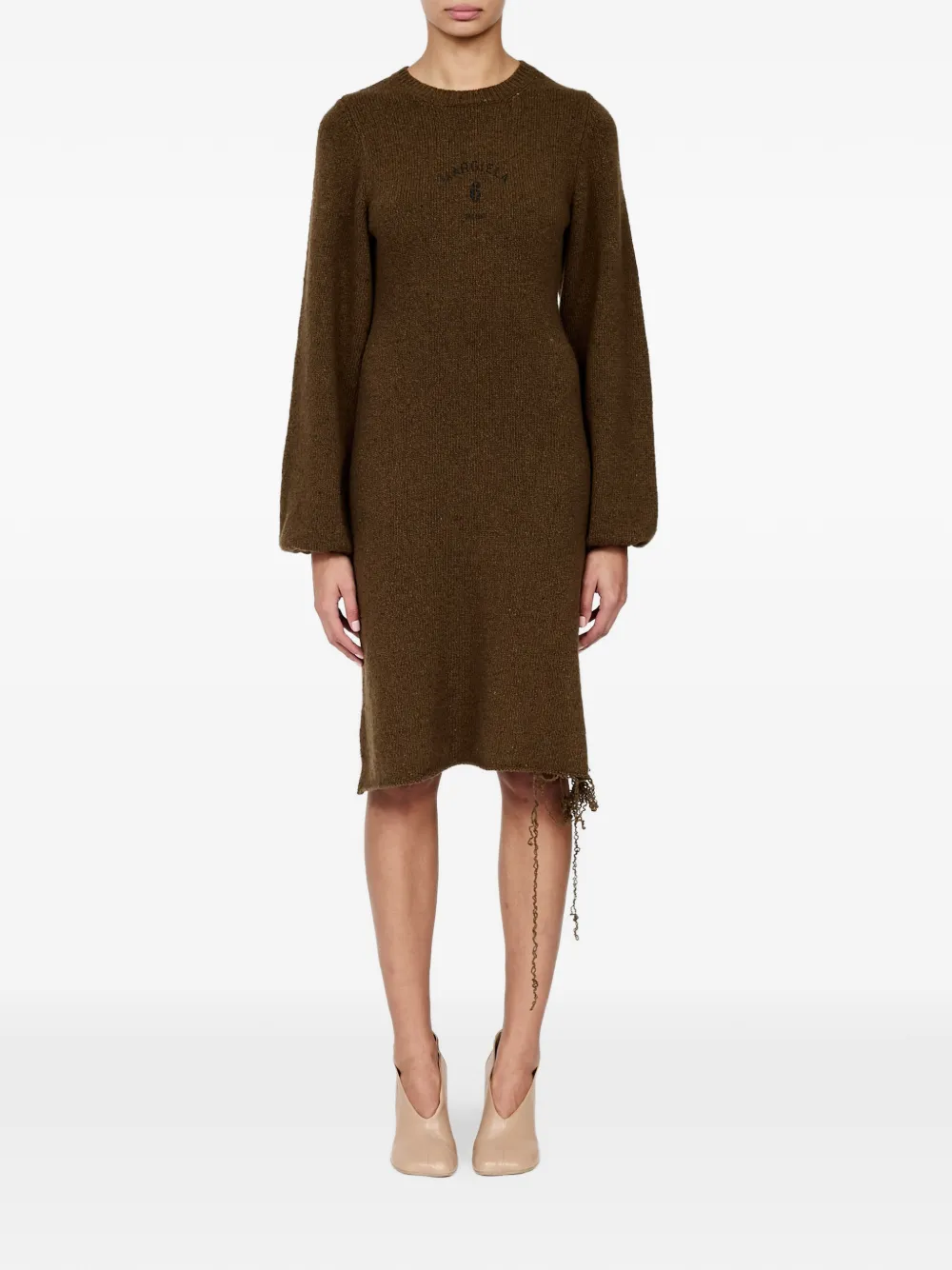MM6 Maison Margiela Gebreide midi-jurk Bruin