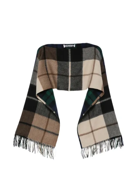 Frenken check-pattern fringed top