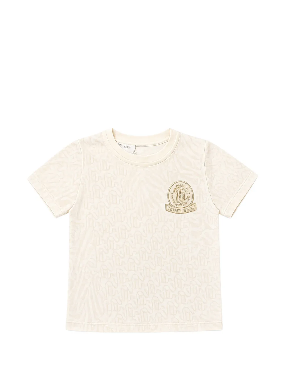 Roberto Cavalli Junior animal-print logo-patch T-shirt - Toni neutri