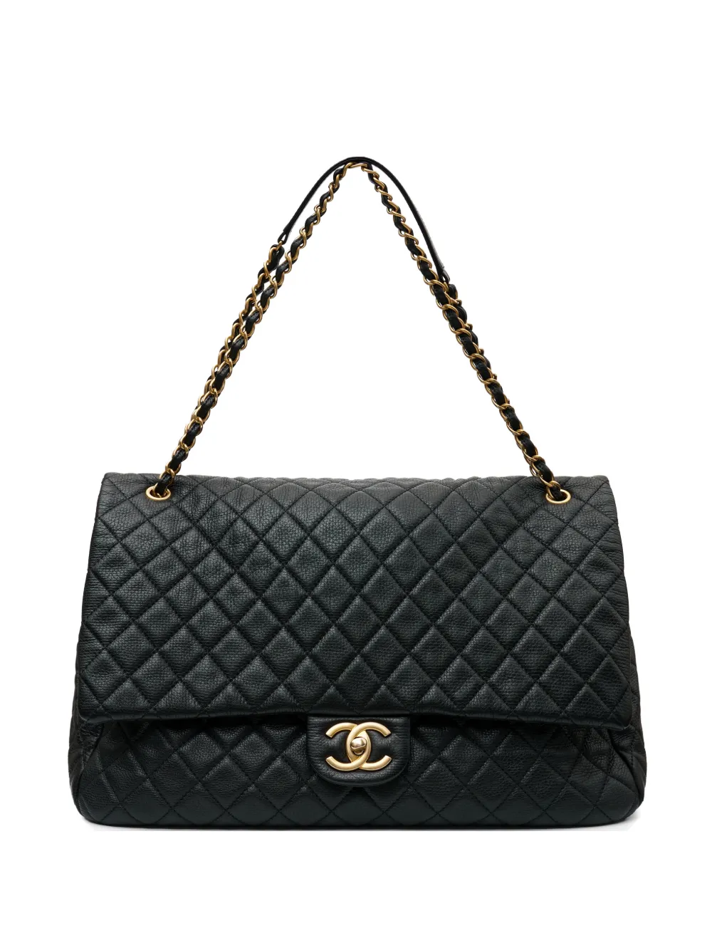 CHANEL Pre-Owned 2017-18 Airline XXL diamond-quilted flap bag - Nero