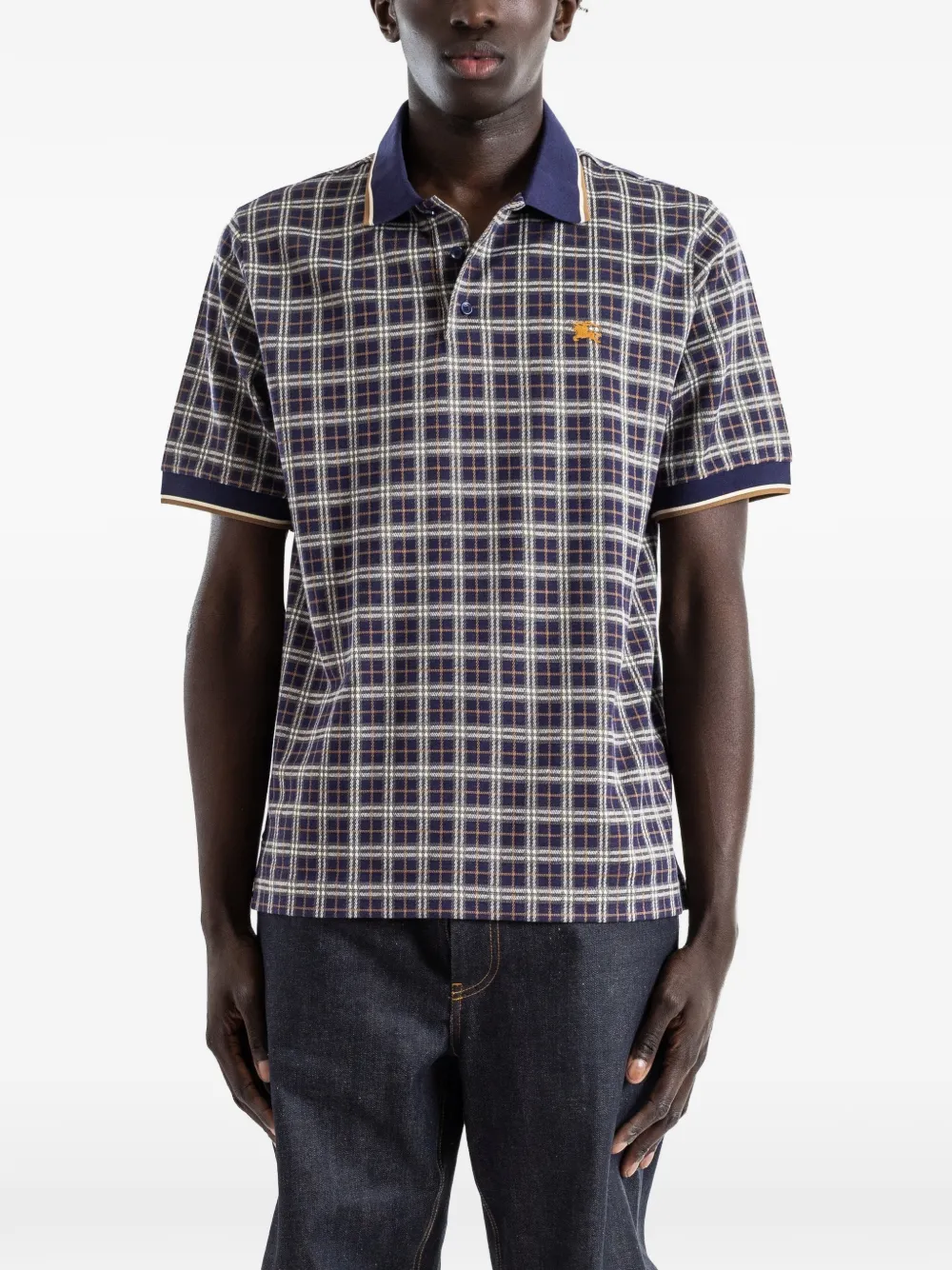 Burberry check-patterned polo shirt - Blu