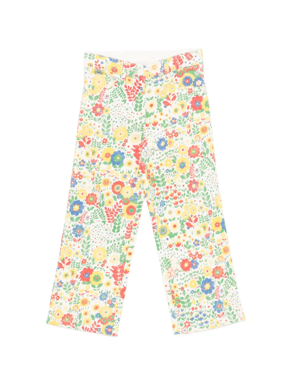 Stella McCartney Kids floral-print five-pocket jeans - Bianco