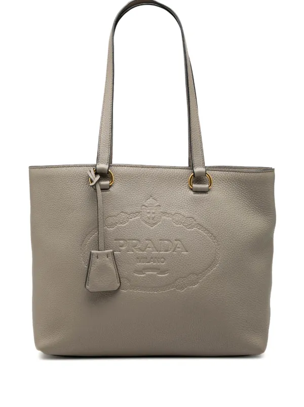 Prada Pre-owned 2000-2013 Vitello Daino Canapa Logo Tote Bag in Brown