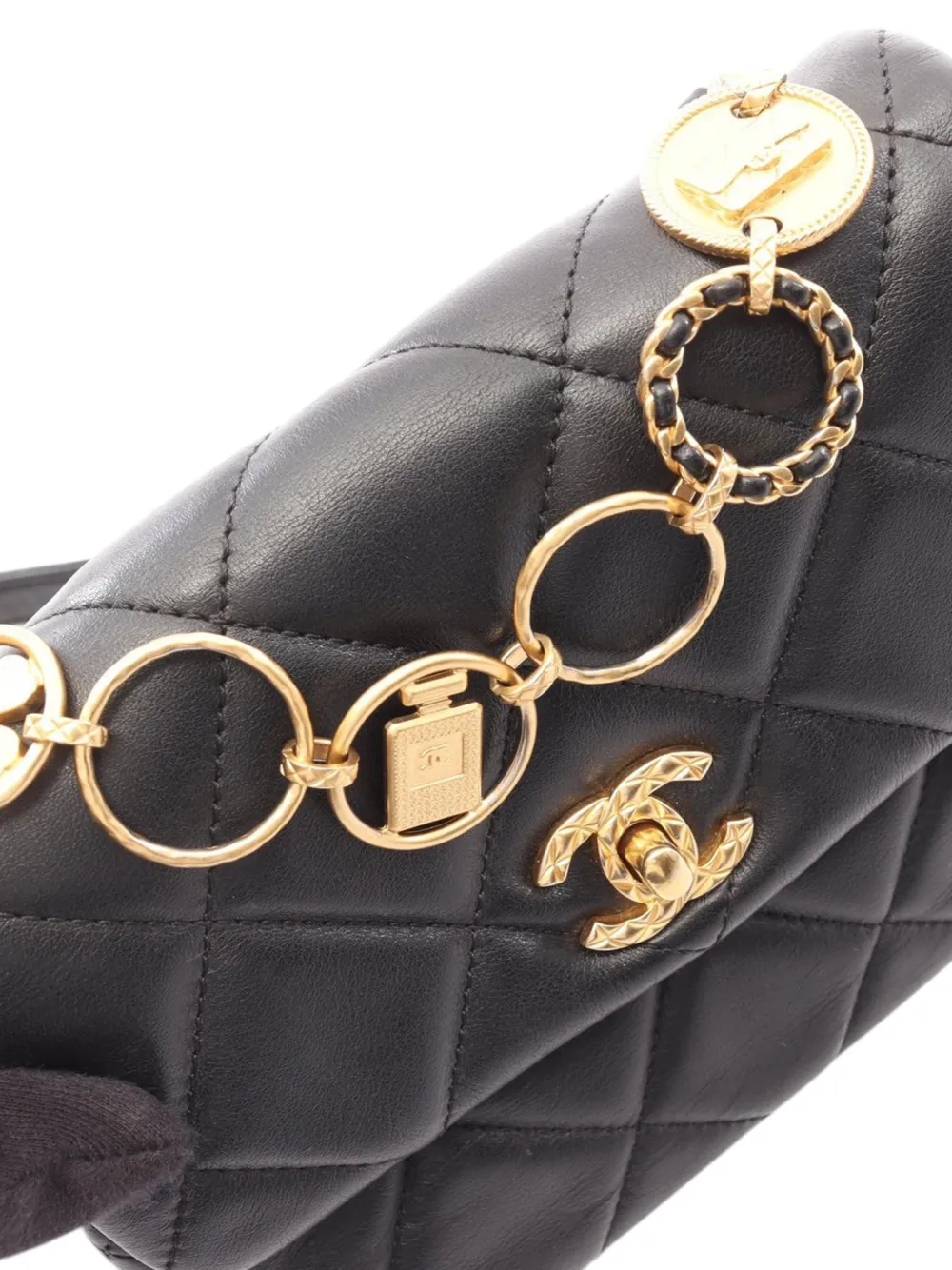  Chanel Pre-owned Borsa A Tracolla Mini In Pelle Di Agnello Trapuntata Con Battente E Catena 2021-2026 - Nero 