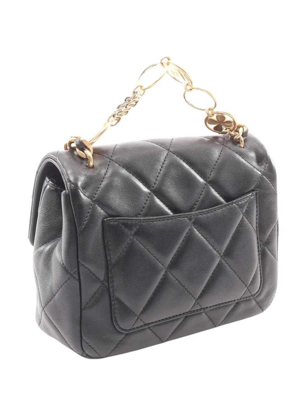  Chanel Pre-owned Borsa A Tracolla Mini In Pelle Di Agnello Trapuntata Con Battente E Catena 2021-2026 - Nero 
