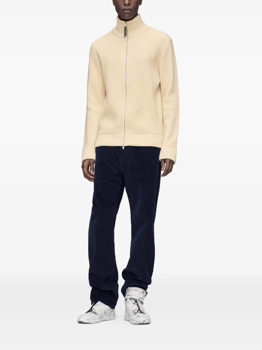 Maison Margiela Ribgebreide Camionneur sweater Beige