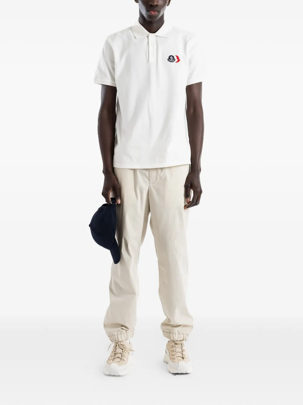 Moncler Logo-patch Piqué Polo Shirt In White